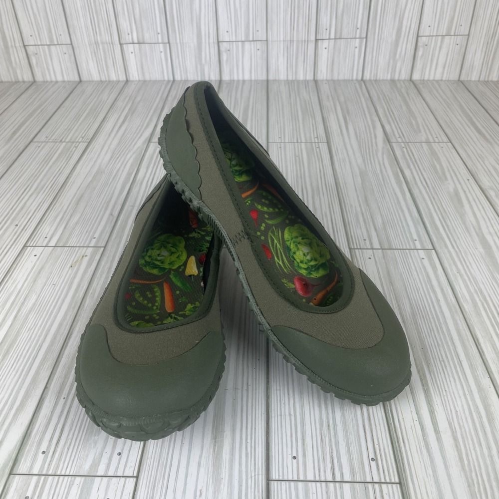Muck Boots Womens Muckster Low Green Gardening‎ Rubber Shoes Size 6 Veggie Print